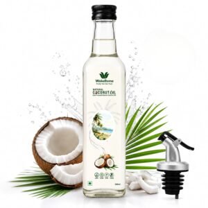 Wakeroma Virgin Coconut Oil 500ml 100% Pure Natural | Cold Pressed Coconut Oil for Hair, Skin & Body | Wood Pressed, Unrefined Coconut Hair Oil & Skin Moisturizer | Glass Bottle with Drip Free Spout